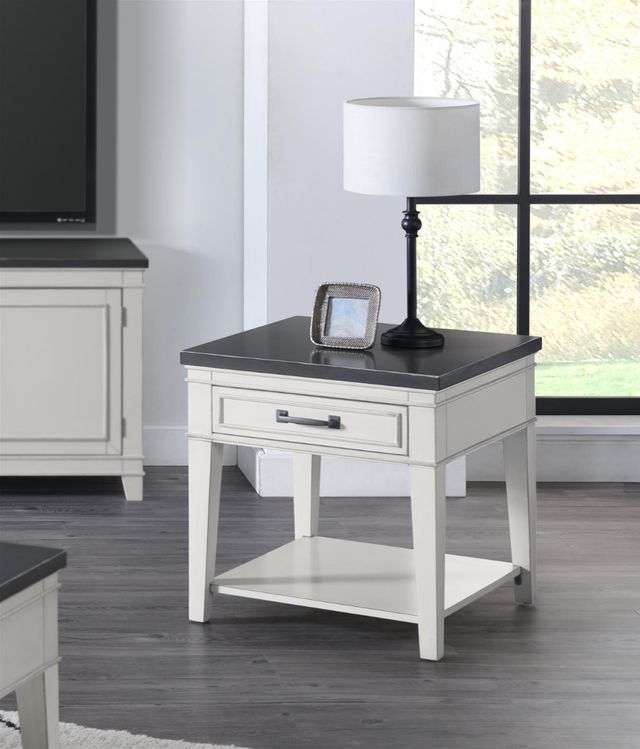 Martin Svensson Del Mar Gray End Table with White Base-1