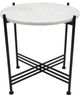 A & B Home Argus White Marble Table with Black Metal Base -0