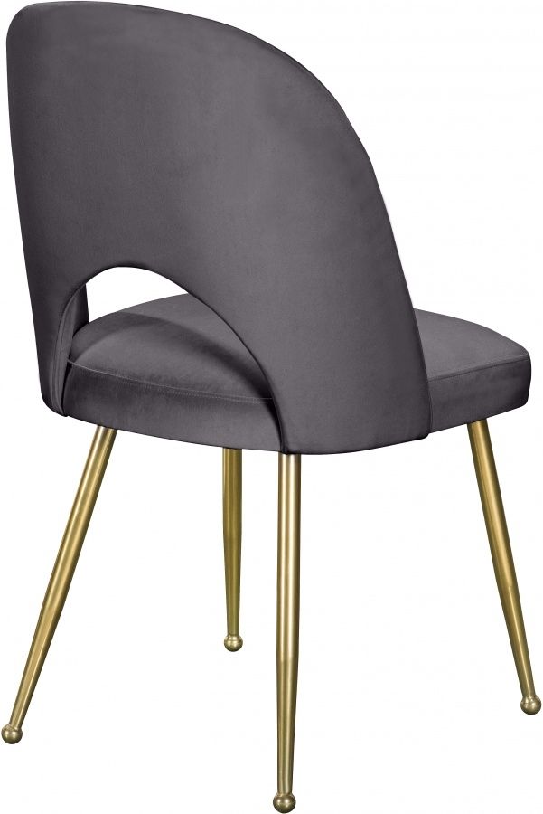 Meridian Furniture Logan Grey/Gold Velvet Dining Chair-3