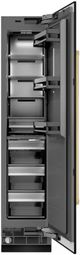 ZLINE Autograph Edition 18 in. 8.6 Cu. Ft. Right Hinge Column Freezer in Black Stainless Steel with Graphite Gray Interior and Polished Gold Accents-1