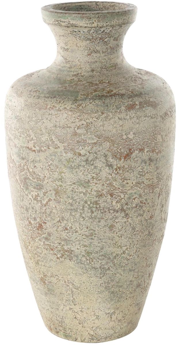 Deco Marche Brown 20” Antique Style Textured Vase with Green Accents-1