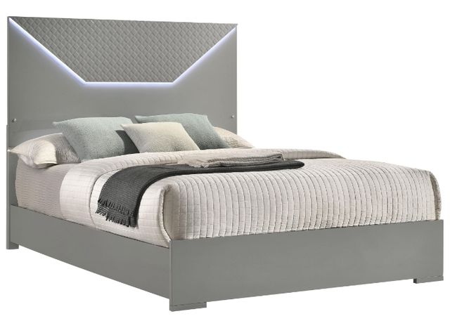 Coaster® Ives Gray High Gloss Queen Panel Bed-0
