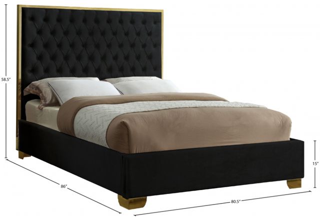 Meridian Furniture Lana Black King Upholstered Panel Bed-2