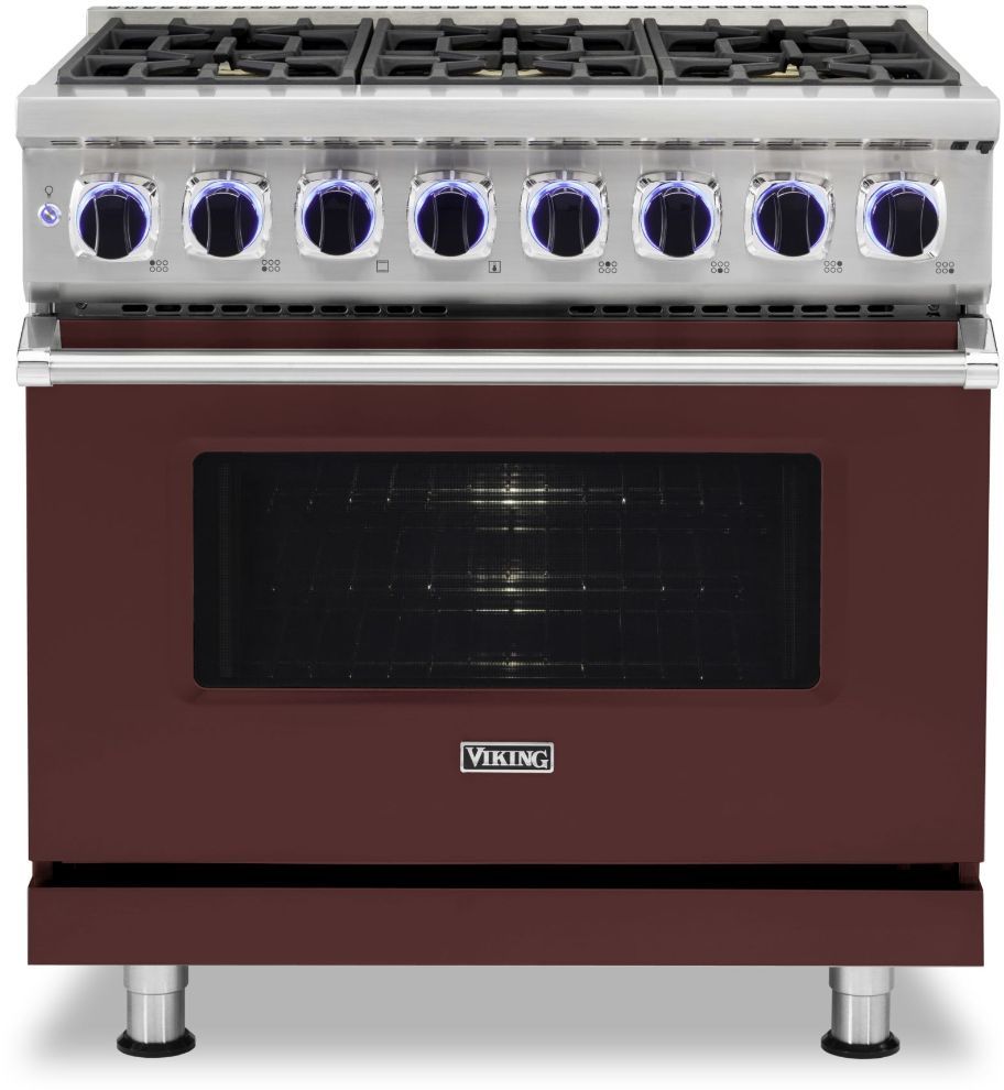 Viking® 7 Series 36" Kalamata Red Pro Style Dual Fuel Natural Gas Range