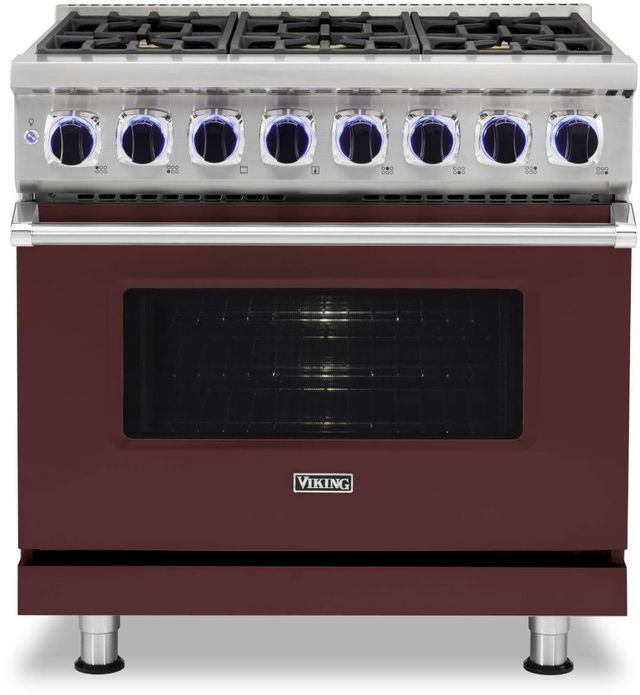 Viking® 7 Series 36" Kalamata Red Pro Style Dual Fuel Natural Gas Range-0