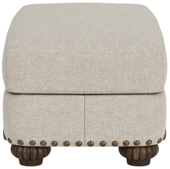 Flexsteel® Patterson Silver Driftwood Ottoman with Nailhead Trim-2