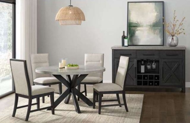 Elements International Axel Light Gray Dining Table with Espresso Base-1