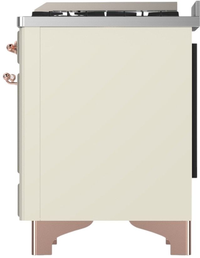 Ilve® Majestic III 60" Antique White Pro Style Dual Fuel Liquid Propane Range with Griddle and Copper Trim-3