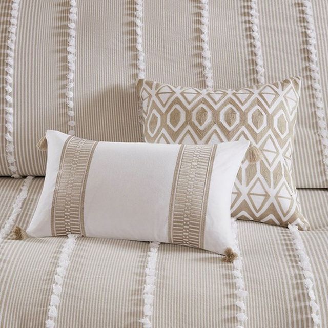 Olliix by Harbor House Taupe Full/Queen Anslee 3 Piece Cotton Yarn Dyed Comforter Set-3