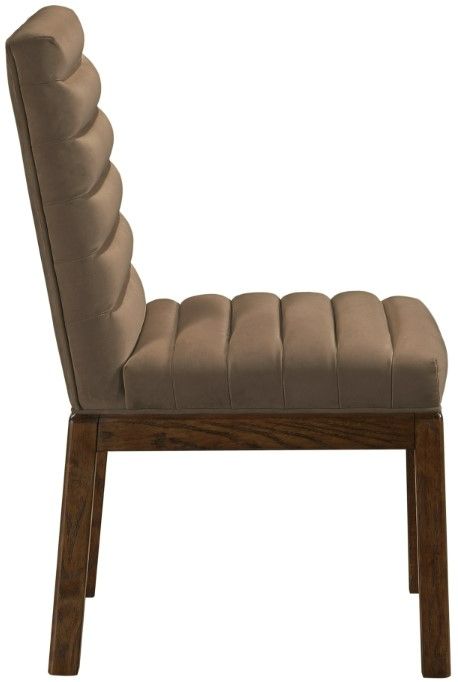 Meridian Furniture Evelyn Brown/Walnut Velvet Upholstered Side Chair-2