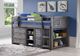 Donco Kids Louver Antique Grey Twin Low Loft with Storage-1