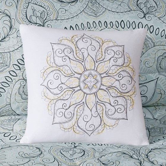 Olliix by Madison Park Lucinda 7 Piece Seafoam California King Reversible Cotton Sateen Comforter Set-4