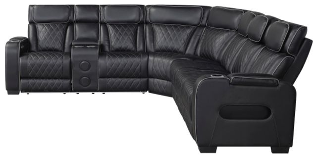 Homelegance® Fairway 3-Piece Black Power Reclining Sectional with Left Side Console-3