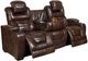 Corinthian Furniture Luke Brown Power Reclining Loveseat with Power Headrest and Console-0