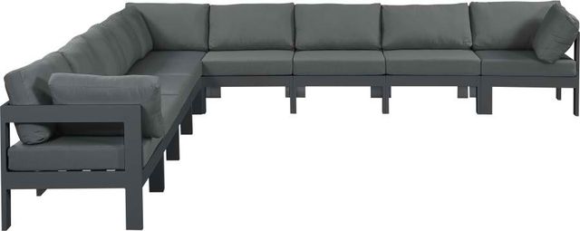 Meridian Furniture Nizuc 9-Piece Grey Outdoor Patio Modular Sectional Set-0