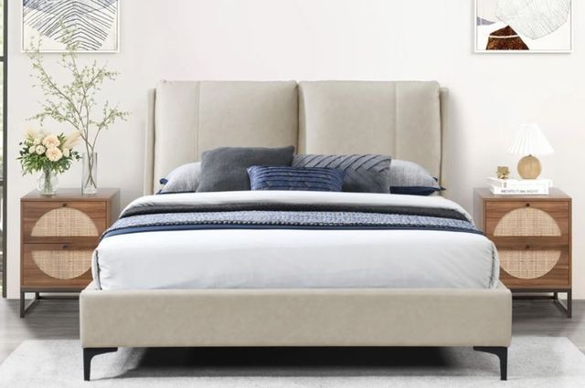 Bernards Bryant Tan Upholstered King Panel Bed-2