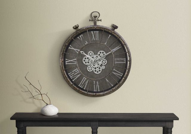 Monarch Specialties Inc. Grey 24" Gear Mechanical Wall Clock-2