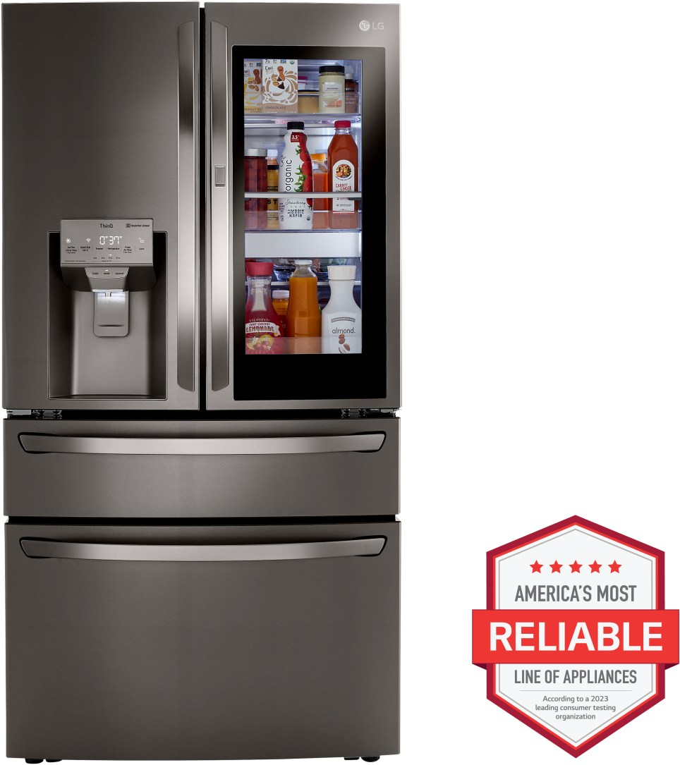 LG 36 in. 22.5 Cu. Ft. PrintProof Black Stainless Steel Smart Wi-Fi Enabled Counter Depth French Door Refrigerator with CraftIce - Thumbnail 4