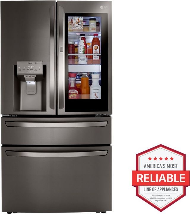 LG 36 in. 22.5 Cu. Ft. PrintProof™ Black Stainless Steel Smart Wi-Fi Enabled Counter Depth French Door Refrigerator with CraftIce™-1