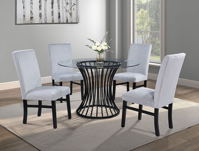 Crown Mark Tracy Black/Light Gray Upholstered Dining Side Chair-1