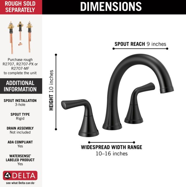Delta Kayra® 17 Series Matte Black Roman Tub Trim-1