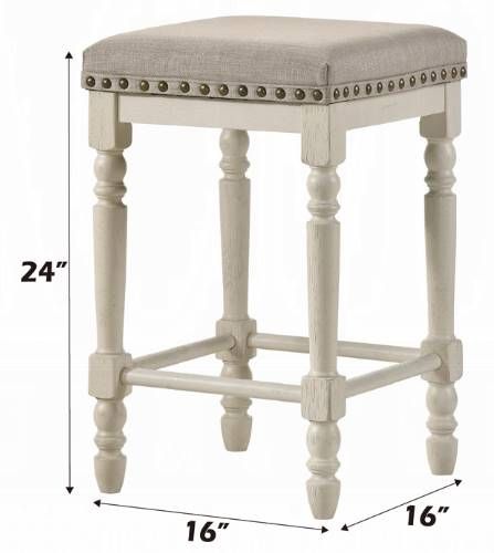 ACME Furniture Tasnim 2-Piece Antique Tan/White Counter Stool Set-2