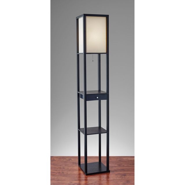 Adesso® Parker Black Shelf Floor Lamp With Drawer-1
