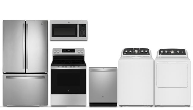 GE Stainless 4-Piece Kitchen & Laundry Package-0