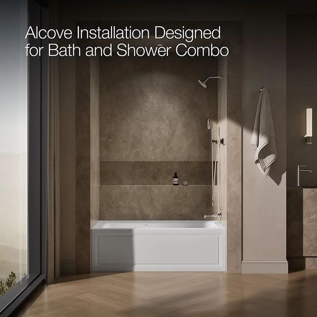 KOHLER® Archer® White 60" x 30" Alcove Heated BubbleMassage™ Air Bath and Whirlpool with Integral Apron - Right Drain-4