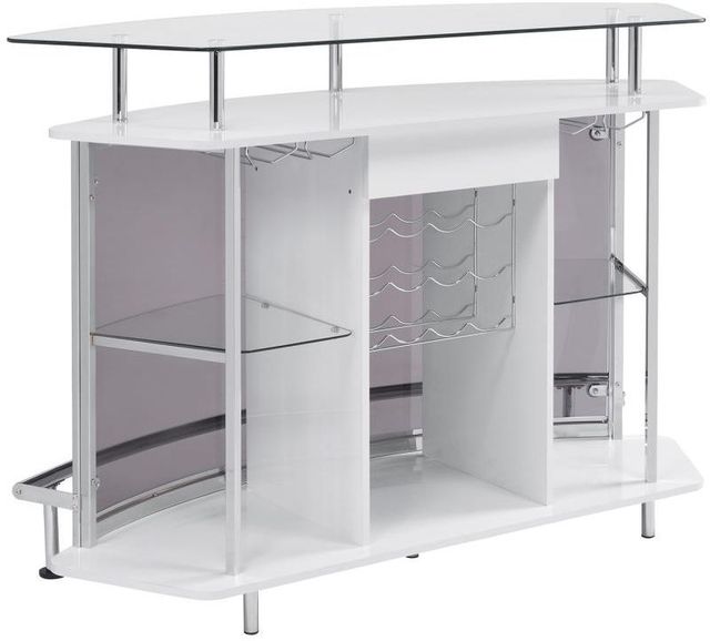 Coaster® Gideon White High Gloss/Chrome Bar Unit-1