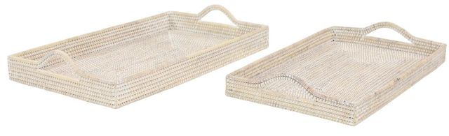 Deco Marche 2-Piece Cream Rectangular Tray Set-0