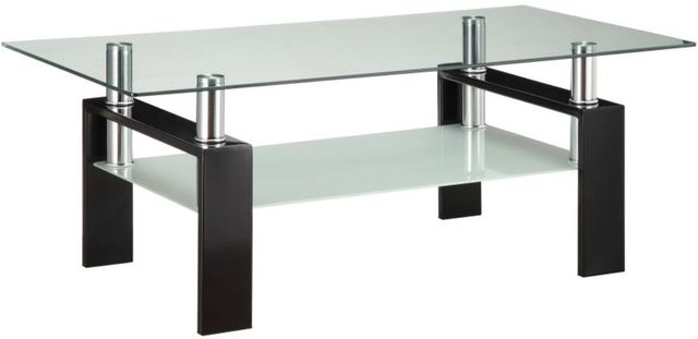 Coaster® Dyer 3-Piece Glass Top Occasional Table with Black/Chrome Base Set-2