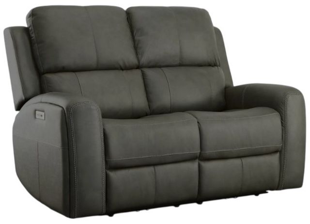 Flexsteel® Linden Charcoal Power Reclining Loveseat with Power Headrests and Lumbar