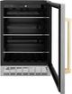 ZLINE Autograph Edition Monument 24" Stainless Steel Freestanding Beverage Fridge with Polished Gold Accents-1