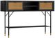 Armen Living Saratoga Black Console Table with Two Brown Door -0