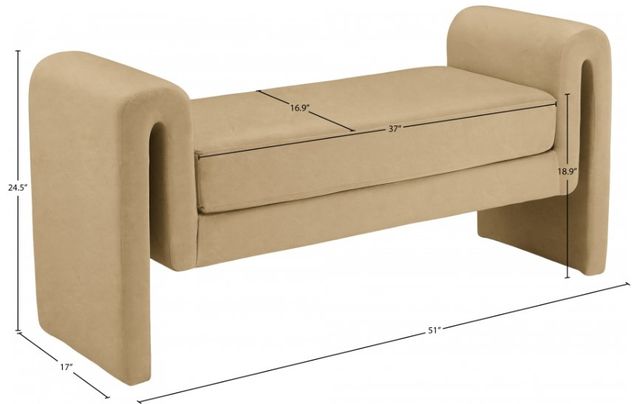 Meridian Furniture Sloan Camel 51" Bench-2