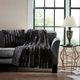 Olliix by Madison Park Duke Black 20x20" Polyester Black Long Fur Square Pillow-1