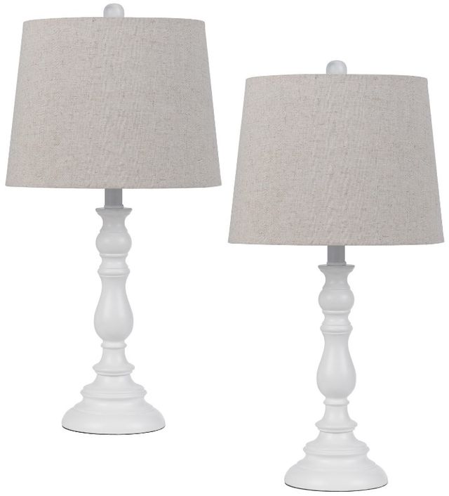 Cal® Lighting & Accessories Chester 2-Piece White Table Lamp Set-0