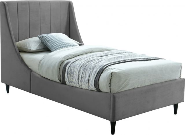 Meridian Furniture Eva Grey Velvet Twin Bed-0