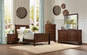 Mazin Furniture Mayville Brown Cherry Twin Sleigh Bed-1