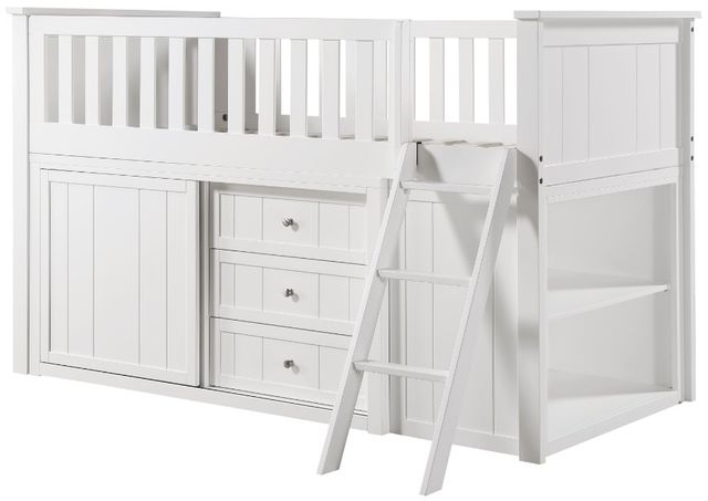 Homelegance® Galen White Twin Youth Low Loft Bunk Bed with Bookcase and Dresser-3