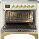 Ilve® Majestic III 36" Antique White Pro Style Induction Range with Triple Glass Door and Brass Trim-1