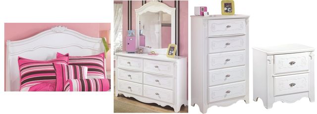Signature Design by Ashley® Exquisite 5-Piece White Youth Full Sleigh Headboard Set-0