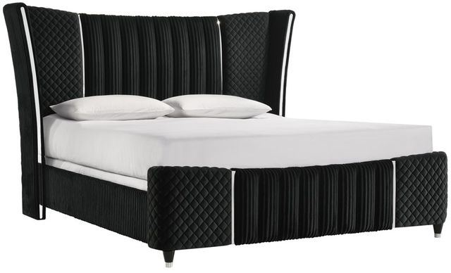 Crown Mark Armany Black Queen Upholstered Panel Bed-0