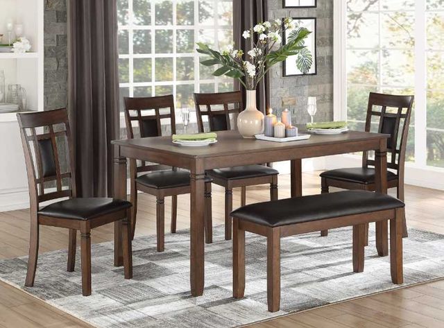 Credit: Homelegance Front view of a casual dining space with a Homelegance dining set for 6