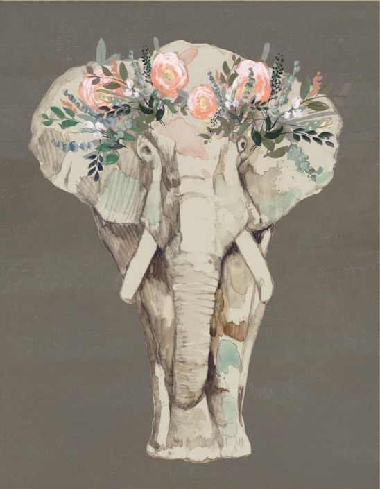 Classy Living Jennifer Goldberger Flower Crown Elephant II 22"W Wall Art-1