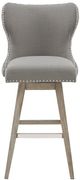 Olliix by Madison Park Grey Hancock High Wing Back Button Tufted Upholstered 32" Swivel Bar Stool-1