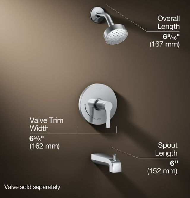 KOHLER® Pitch® Rite-Temp® Polished Chrome 1.75 GPM Bath and Shower Trim Kit-2