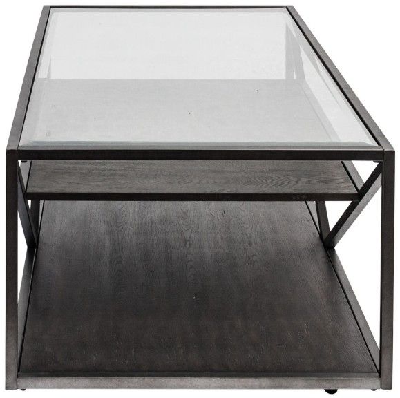 Liberty Furniture Arista Glass Top Cocktail Table with Cobblestone Brown/Gray Base-3