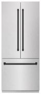 ZLINE Autograph Edition 36" 19.8 Cu. Ft Satin Stainless Steel Built In French Door Refrigerator with Matte Black Accents-0